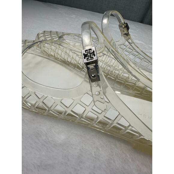Tory Burch 25SS Mellow Mary Jane Jelly Flat Mule Sandals Size 8 NWOB Clear - Picture 8 of 9